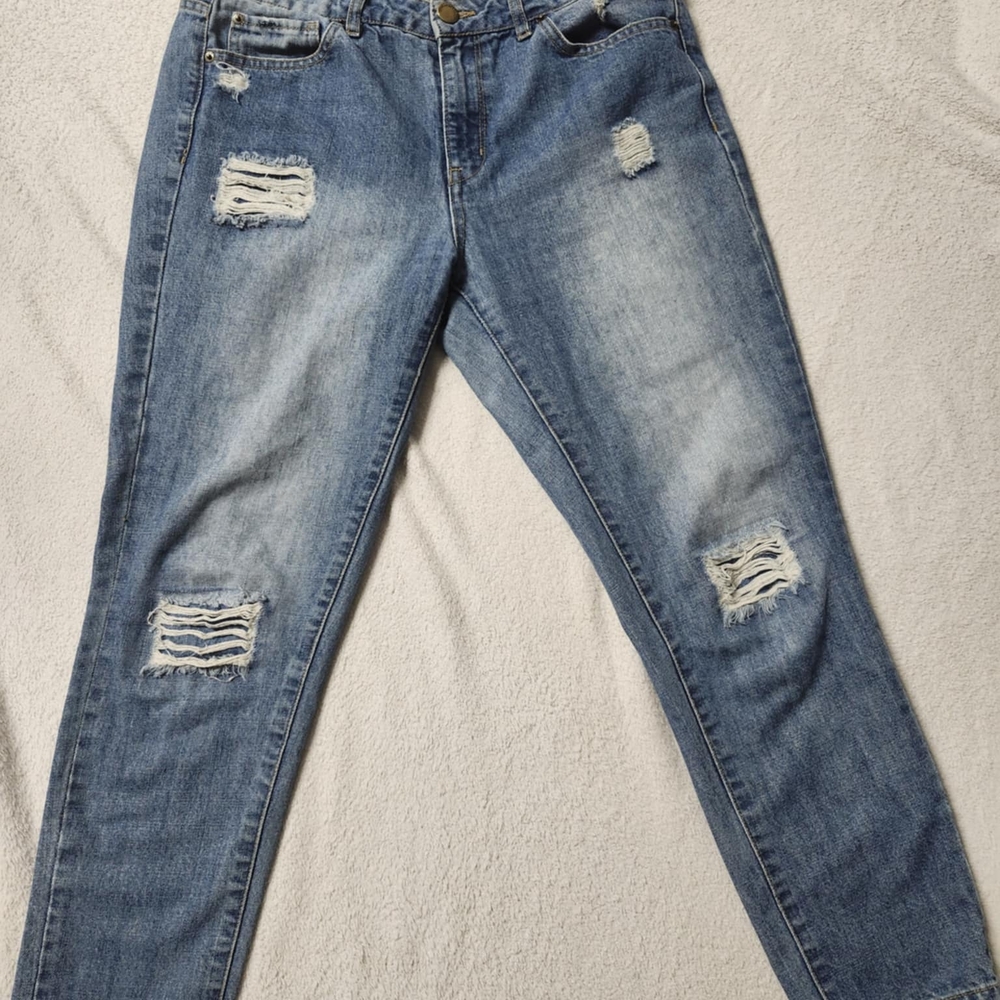Life in Progress Blue Skinny/boyfriend Jeans with Distressed Details
